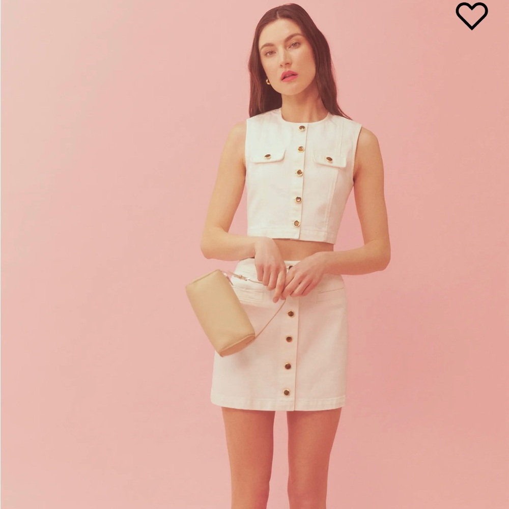 Reformation White Cher Denim Two Piece Set Size 2
